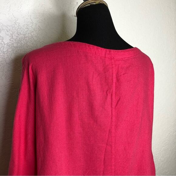 Soft Surroundings bright pink open sleeve v neck top size Petite Extra Large PXL - Picture 10 of 16